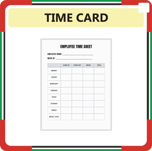 Employee Time Card Maker Online in Dubai UAE | Employee Time Card Shop ...